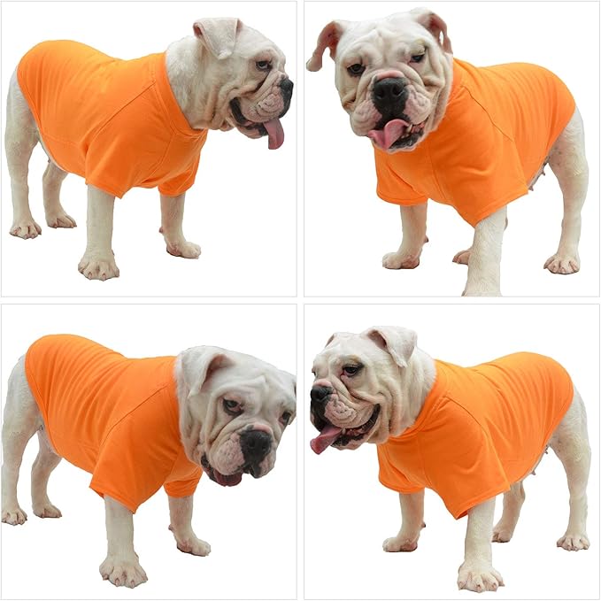 Lovelonglong Pet Clothing Dog Costumes Basic Blank T-Shirt Tee Shirts for Medium Large Dogs Orange XXXL
