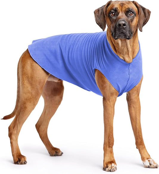 Stretch Fleece Dog Coat, Stretchy Pet Sweater, Machine Washable Pullover for Winter and Fall, Cornflower Blue, 26