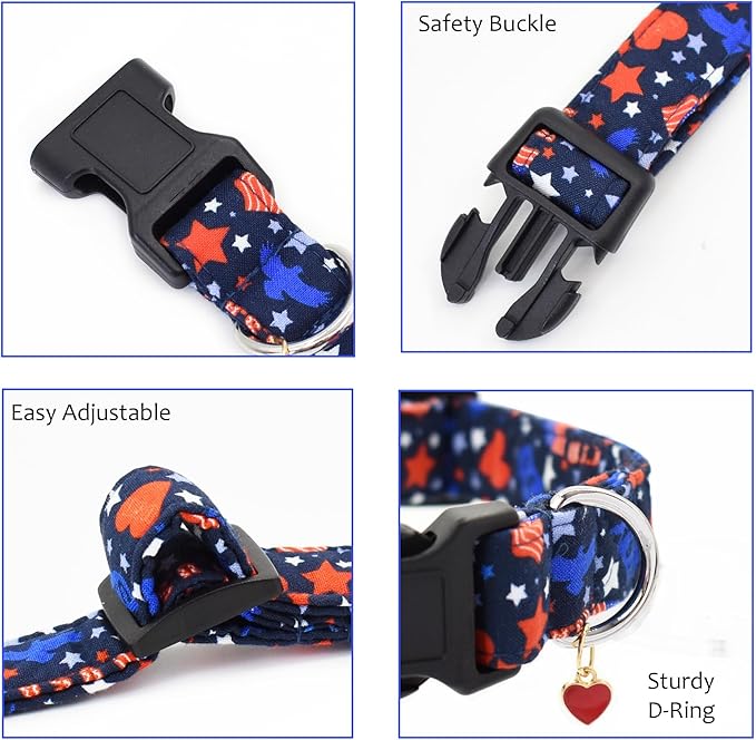 Bubblepup Dog Collar, Adjustable Dog Collar for Small Medium Large Dogs with Soft Cotton & Quick-Release Buckle