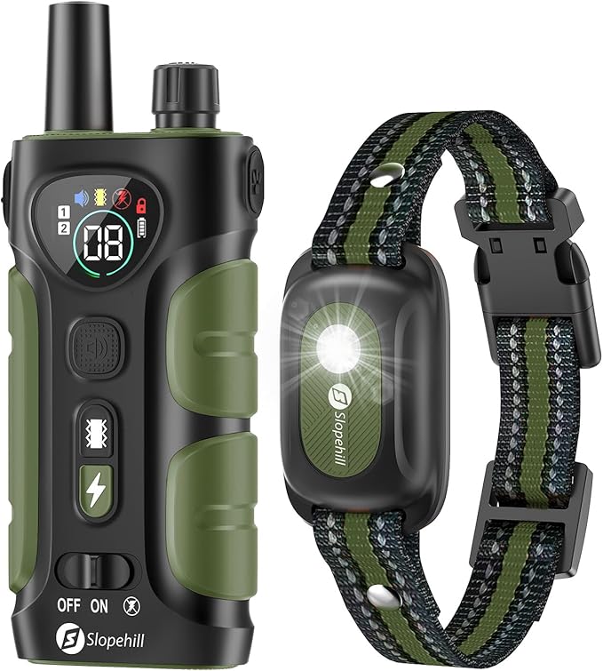 Dog Shock Collar,4200FT Dog Training Collar with Remote,IPX8 Waterproof E-Collar with Beep,Vibration,Shock,Flash Light,No Shock Mode,Electric Shock Collar for Small Medium Large Dogs,Green