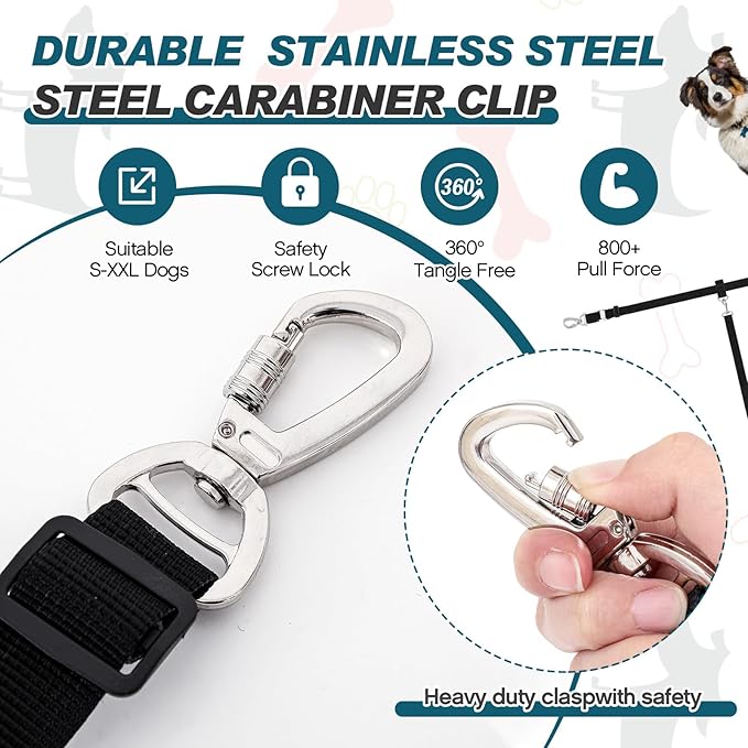 Truck Bed Dog Leash System for One Dog Pickup Tether Tie Down Car Harness Belt Heavy Duty Adjustable Safety Canine Leash for Pickup SUV Truck Outdoor Bed