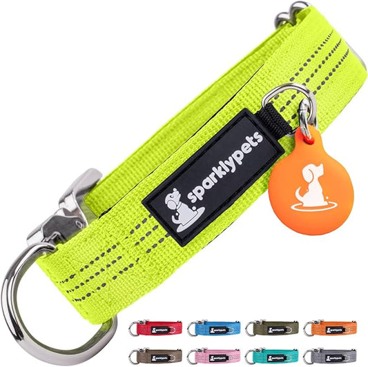 SparklyPets Small Dog Collar with Quick Release Buckle & AirTag Holder – Collars for Female Dogs & Boys with Reflective Stripes & Soft Lining – Perfect for Small & Medium Breeds