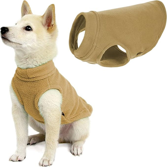 Gooby - Stretch Fleece Vest, Pullover Fleece Vest Jacket Sweater for Dogs, Sand, X-Small