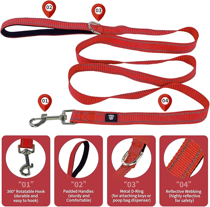 NESTROAD Reflective Dog Collar and Leash Set,Soft Neoprene Pet Collar with Quick Release Buckle,Adjustable Nylon Dog Collars for Small Medium Large Dogs(Small Collar + 5FT Leash,Red)