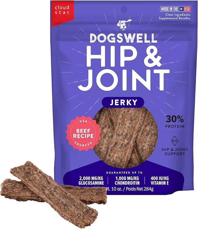 DOGSWELL 842190 Hip & Joint Beef Jerky Pet Food, 10 Oz