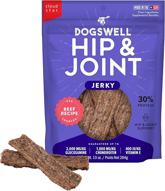 DOGSWELL 842190 Hip & Joint Beef Jerky Pet Food, 10 Oz