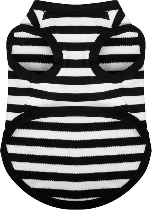 Paiaite Dog Striped Shirt Happy Color Cotton Sleeveless Puppy Pet Shirts Breathable Apparel Tank Top Colorful Puppy Sweatshirt Clothes for Small Medium Dogs Black 4XL