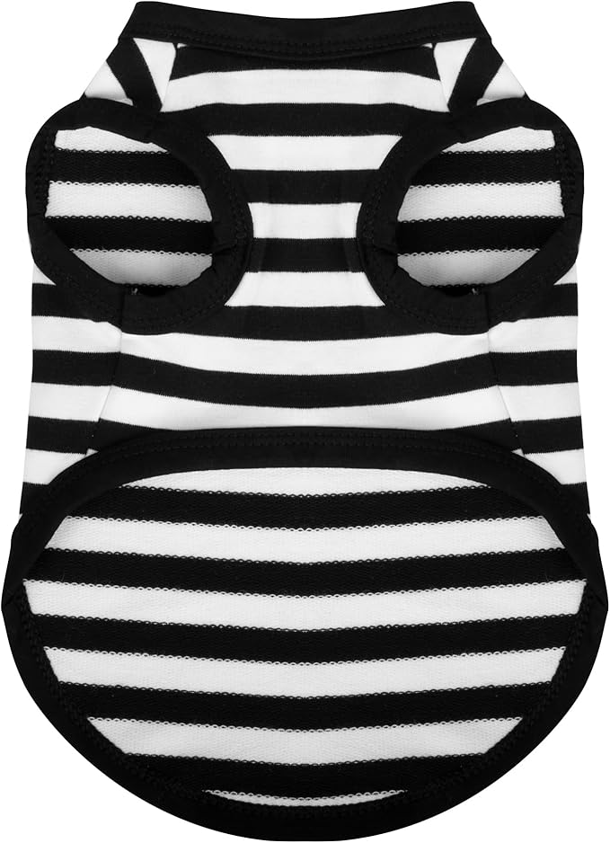 Paiaite Dog Striped Shirt Happy Color Cotton Sleeveless Puppy Dog Shirts Breathable Pet Apparel Tank Top Colorful Puppy Sweatshirt Dog Clothes for Small Medium Dogs Black L