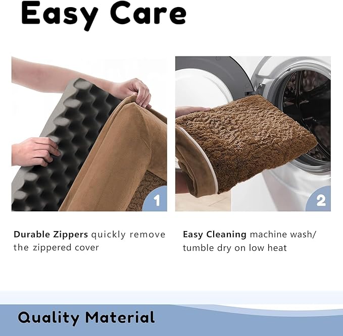 WESTERN HOME Orthopedic Dog Beds for Large Dogs, Foam Pet Sofa with Waterproof Lining, Removable Washable Cover and Nonskid Bottom, Dog Couch Bed for Comfortable Sleep,Brown Coffee