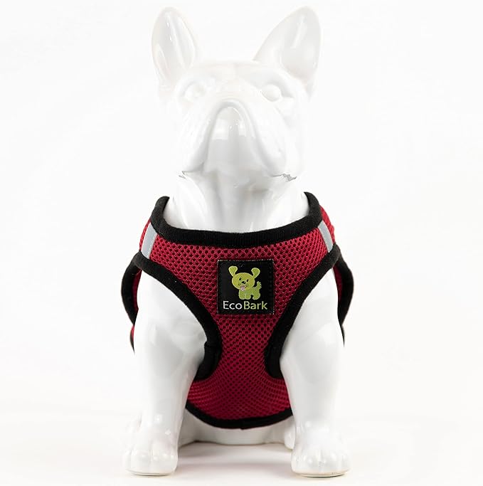 EcoBark Step in Dog Harness - Eco-Friendly Dog Harnesses for for Small & Medium Breed Dogs - Reflective and Adjustable Chest Body Halter Vest -Soft Luxurious Mesh (Burgundy, XL)