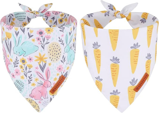 ADOGGYGO Easter Dog Bandana, Carrot Rabbit Pet Scarf, Premium Durable Fabric, Easter Bandanas for Small Dogs Pets (Small)