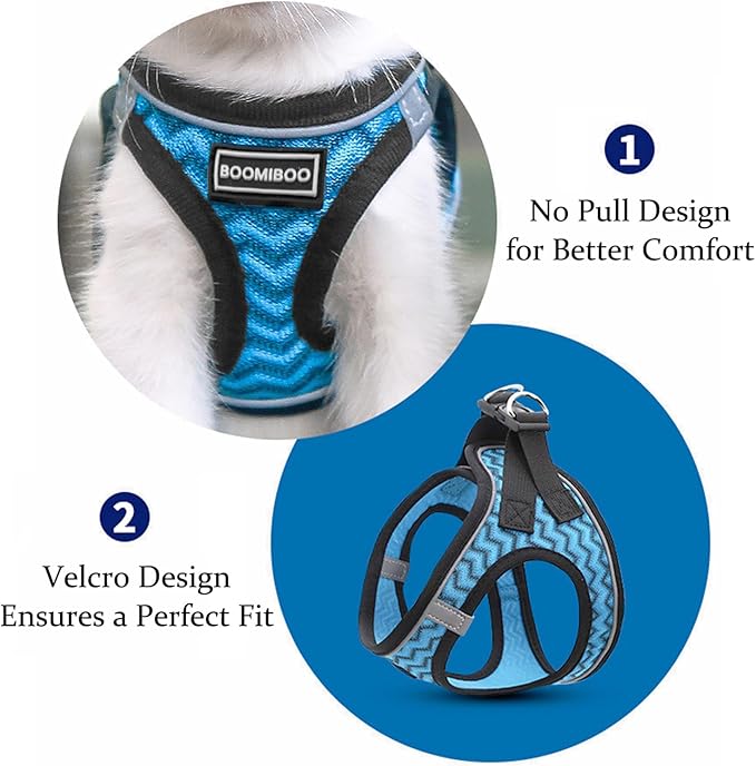 Dog Harness with Leash Set, No Pull Adjustable Reflective Step-in Puppy Pet Vest Harnesses for Small Medium Large Dogs and Cats,Navy Blue L