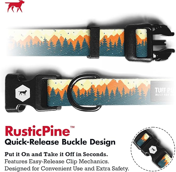 Tuff Pupper Premium Adjustable Dog Collar for Extra Large Boy Dogs, Stylish Pattern Collars Designed in USA, Quick Release Buckle, RusticPine Print for Male Dogs, XL (1.25 Inch Wide x 20-30 Inch Neck)