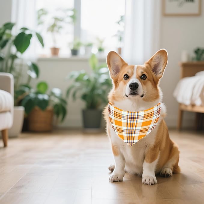 30 Pcs Plaid Dog Bandanas for Small Dog Polyester Medium Dog Bandana Bulk Reversible Print One Side Large Plaid Scarves Party Grooming M