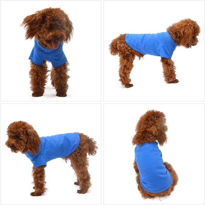 Lovelonglong Pet Clothing Dog Costumes Basic Blank T-Shirt Tee Shirts for Medium Small Dogs Blue XL
