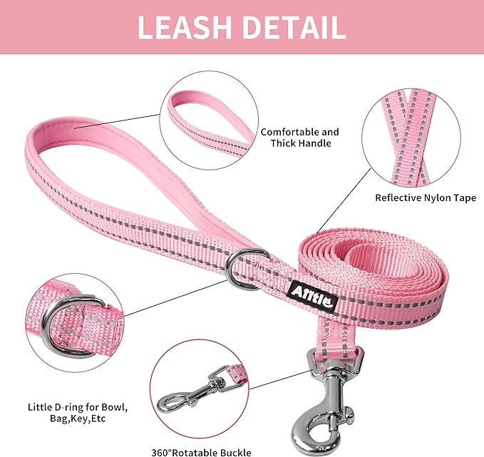 AIITLE Escape Proof Dog Harness - Step in Adjustable Dog Harness No Choke Over with Breathable Mesh and Quick-Release Buckle for Spring- Outdoor Walking, Camping, Training for Medium Dogs Pink XL
