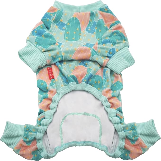 KYEESE Dog Pajamas Velvet Dog Pajamas Small Sized Dogs Soft Dogs Clothes Pet Coat Stretchy Doggie Pjs Pet Costume with Cactus Pattern Comfy Doggie Jammies Onesie, Medium