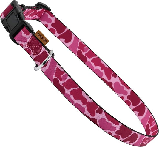 Dog Collar, Cute Camouflage Pattern, Soft and Adjustable Collar with Quick Release Buckle (L (Neck 16-28", Width 1"), Camouflage Pink)