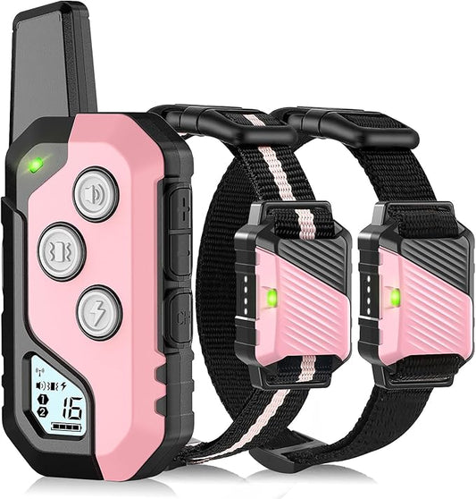 Shock Collar for Dogs, Dog Training Collar with Remote Control for 2 Dogs, 3 Training Modes with Beep, Vibration and Satic, Waterproof, Rechargeable E Collar for Large Medium Small
