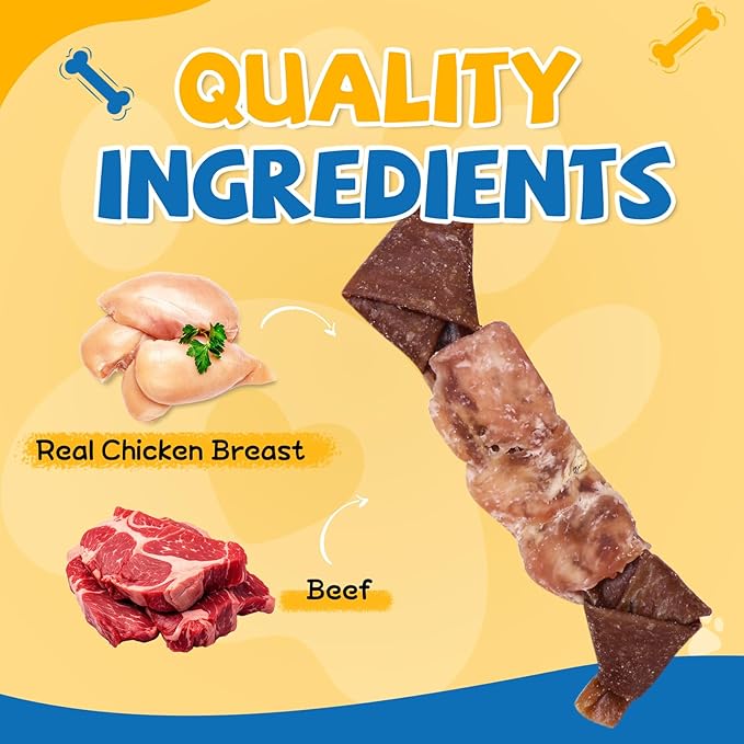 Dog Treats, Made with Real Chicken and Beef Meat, Healthy Dog Chew w/Glucosamine Chondroitin, High Protein, Rawhide Free
