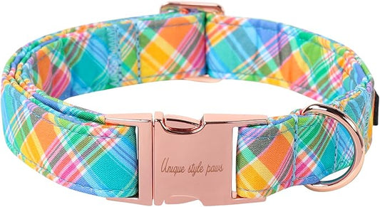 Unique style paws Easter Dog Collar Plastic Buckle Puppy Collar Colorful Plaid Puppy Collars for Small Medium Large Boys Girls Dogs