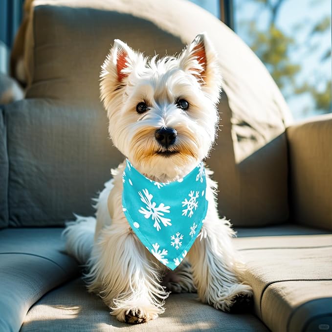 10PCS Dog Bandanas Winter for Xs Small Breed Dog Snow Forest Ice PineTree Kerchief Triangle Bibs Head Scarves for Boys and Girls Grooming Accessories Costume