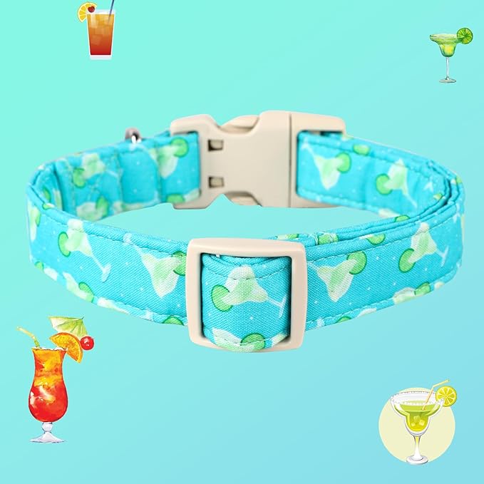 DOGWONG Cotton Dog Collar, Spring Summer Dog Collar Durable Soft Natural Fabric Pet Dog Collar Cute Wedding Puppy Necklace for Small Medium Large Dog