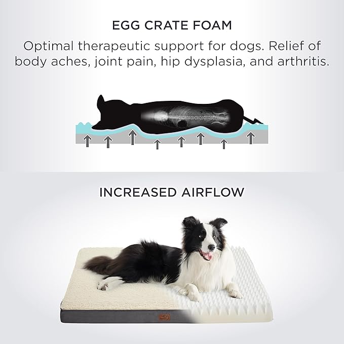 Bedsure XXL Dog Bed for Large Dogs - Orthopedic Waterproof Giant Pet Beds with Removable Washable Cover, Jumbo Egg Crate Foam Mat, Suitable for Pet Up to 150 lbs