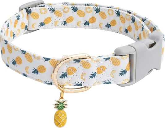 Faygarsle Cute Dog Collar for Girls Boy Dogs Soft Fancy Pet Collar with Pineapple Design Ideal Pink Summer Dog Collar for Small Medium Large Dogs S