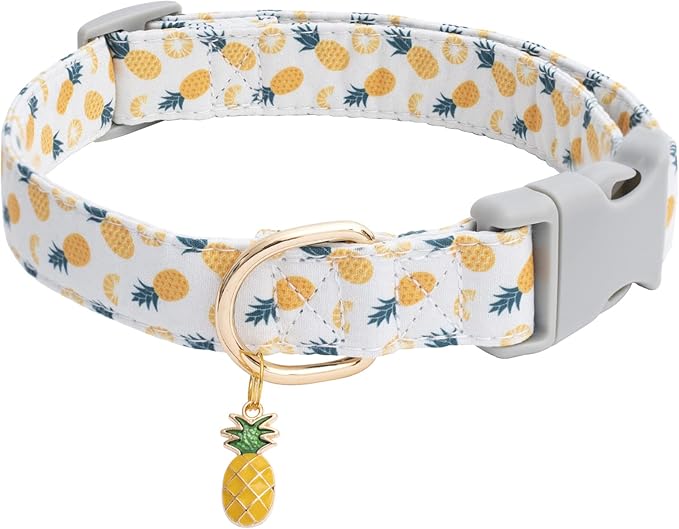 Faygarsle Cute Dog Collar for Girls Boy Dogs Soft Fancy Pet Collar with Pineapple Design Ideal Pink Summer Dog Collar for Small Medium Large Dogs M