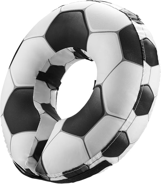 BENCMATE Protective Inflatable Collar for Dogs and Cats - Soft Pet Recovery Collar Does Not Block Vision (Soccer, Medium)