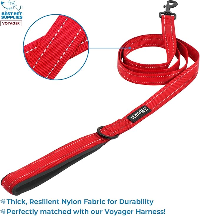 Voyager Step-in Air All Weather Mesh Harness and Reflective Dog 5 ft Leash Combo with Neoprene Handle, for Small, Medium and Large Breed Puppies by Best Pet Supplies - Red, X-Large