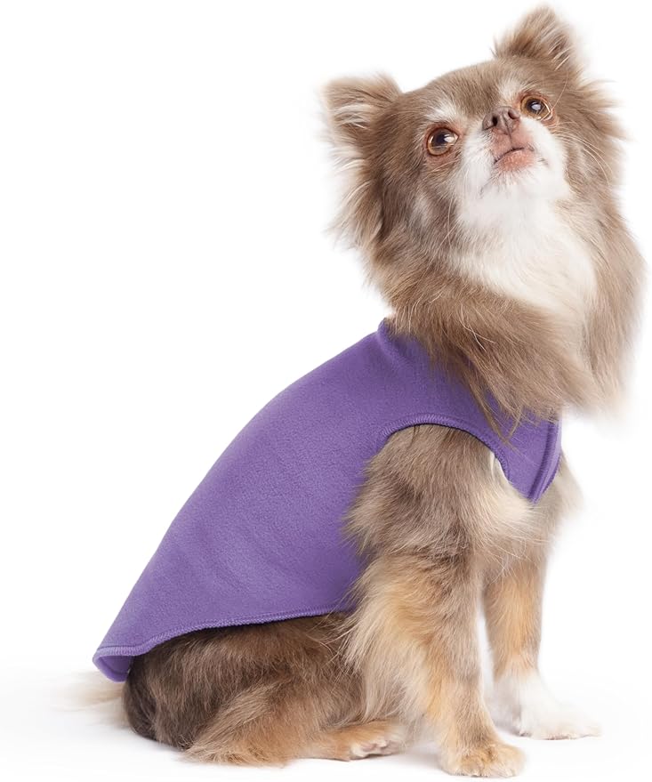 Stretch Fleece Dog Coat, Stretchy Pet Sweater, Machine Washable Pullover for Winter and Fall, Lavender, 6