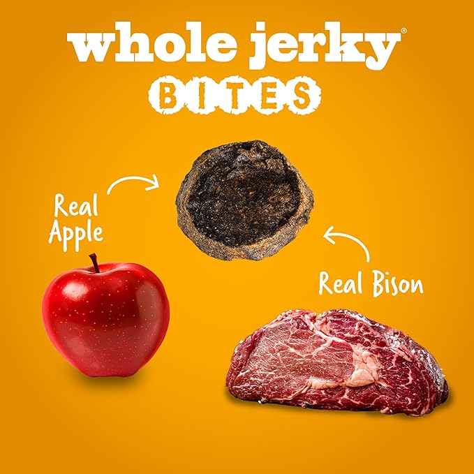 Fruitables Whole Jerky Bites for Dogs – Grilled Bison Grain-Free Dog Treats – Natural High Protein Chews with Real Meat – Limited Ingredient Recipe for Training or Reward – 5 oz Bag