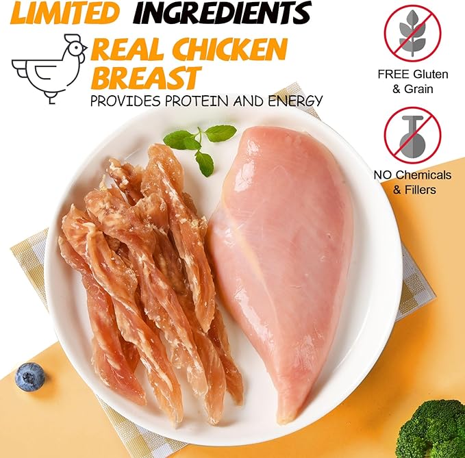 ASMPET Chicken Jerky Dog Treats Human-Grade Taurine-High Protein Low Fat Grain-Free Easily Digestible 100% Natural Healthy Dog Treats for Small Medium Large Dogs (10.6 oz)