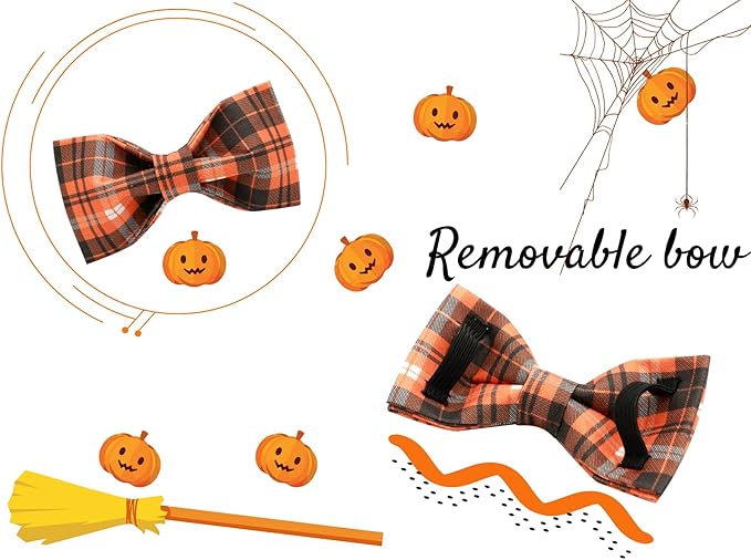 Lionheart glory Halloween Holiday Dog Collar Adjustable Soft Dog Collar with Bowtie, Pet Gift Dog Collars Bow for Small Medium Large Dogs