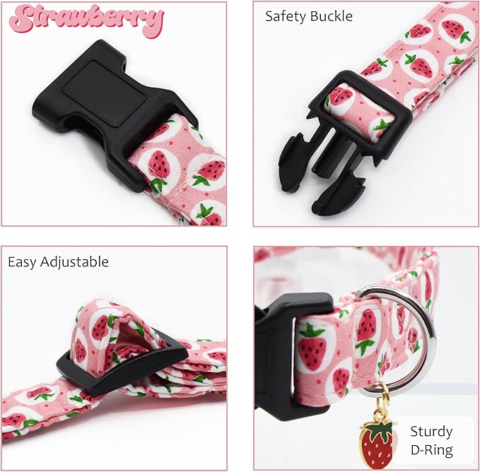 Bubblepup Dog Collar, Adjustable Dog Collar for Small Medium Large Dogs with Soft Cotton & Quick-Release Buckle