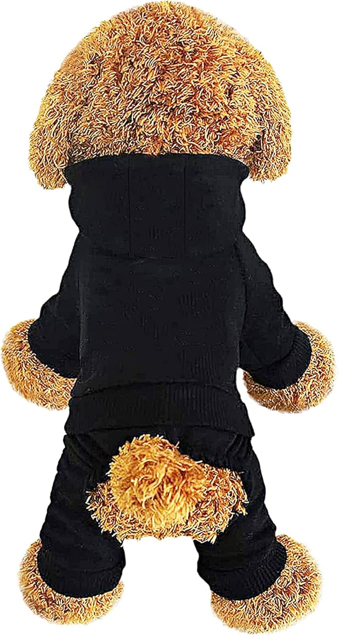 Dog Hoodie, Pet Jumpsuit Fleece Sweatshirt with Buttons, Dog Clothes, Dog Cold Weather Coats, Dog Pajamas, Winter Warm Cotton Puppy Hoodie 4 Legs Dog Clothes for Small Medium Large Dogs Cats Boy Girl