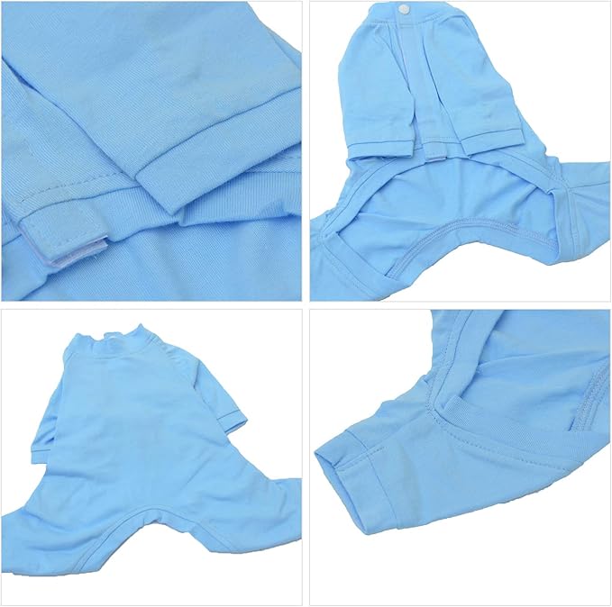 Lovelonglong Four Feet Dog Lightweight Pajamas, Pure Cotton Dog Jumpsuits 4 Legs Dog Onesies T-Shirt Stylish PJS Puppy Costume for Large Medium Small Dogs Lightblue XS