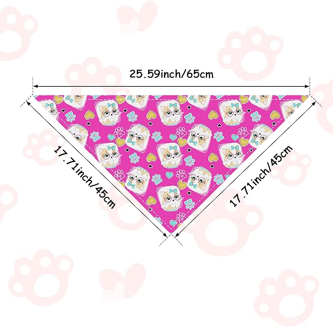 100PCS Dog Bandanas Bulk for Small Medium Dog Girl Boy with Paw Print Kerchief Triangle Bibs Head Scarves Scarfs Grooming Costume