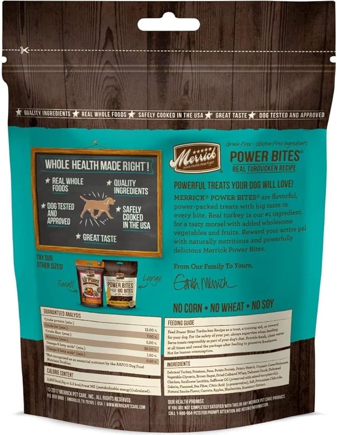 Aurora Pet Variety Pack (4) Power Bites Grain Free Dog Treats [Chicken, Beef, Turducken, Salmon] 6-oz Each with AuroraPet Wipes