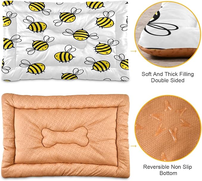 Flying Bumble Bees Pet Bed - Comfortable Calming Dogs Cat Bed Mat, Soft Plush Surface Pet Bed Cushion Bed for All Season, 18x24inch