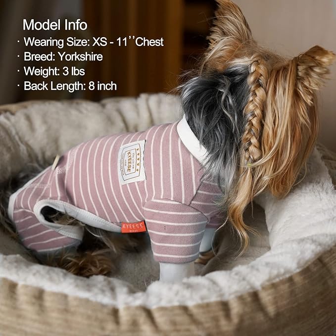 KYEESE Dog Pjs Stretchable Dog Jumpsuit 4 Legs Strip Dog Pajamas Pet Puppy Apparel