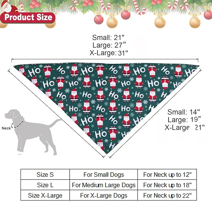 ADOGGYGO 4 Pack Dog Bandana Christmas Pet Scarf Triangle Bibs Kerchief Set Pet Christmas Costume Accessories Decoration for Large and X-Large Dogs (X-Large)