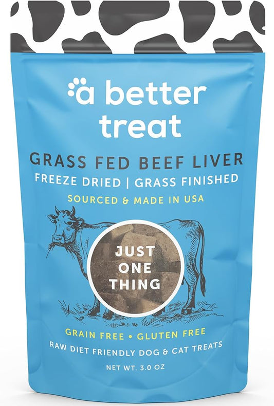 A Better Treat – Freeze Dried 100% Grass Fed & Finished Beef Dog Treats, Beef Liver, Single Ingredient | Natural, Healthy, High Value | Grain Free, High Protein, Diabetic Friendly | Made in The USA