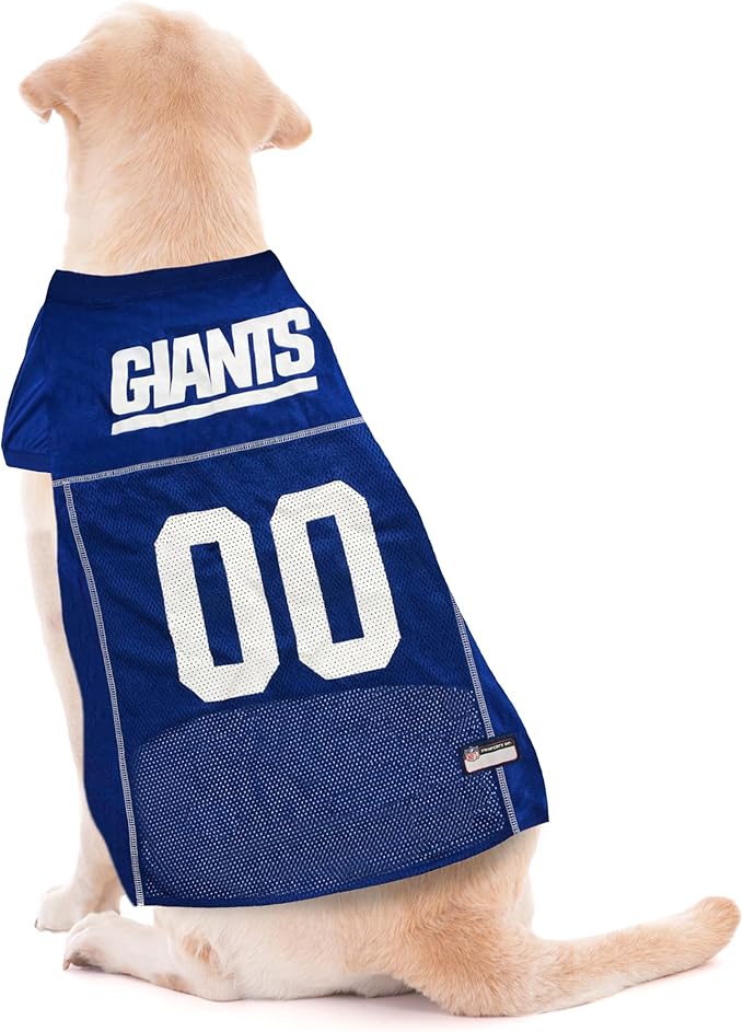 Pets First NFL New York Giants Dog Jersey, Size Large - Best Football Costume for Dogs & Cats - Licensed Shirt