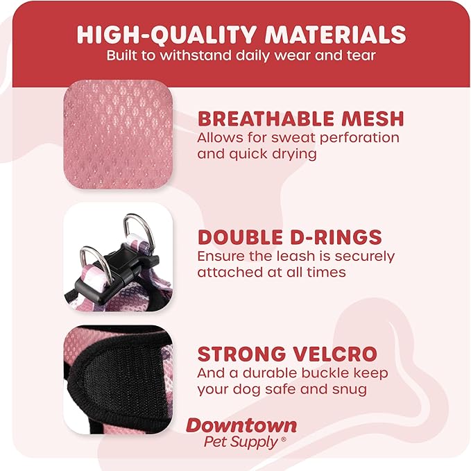 Downtown Pet Supply Step in Dog Harness No Pull, X-Large, Camo Pink - Adjustable Harness with Padded Mesh Fabric and Reflective Trim - Buckle Strap Harness for Dogs