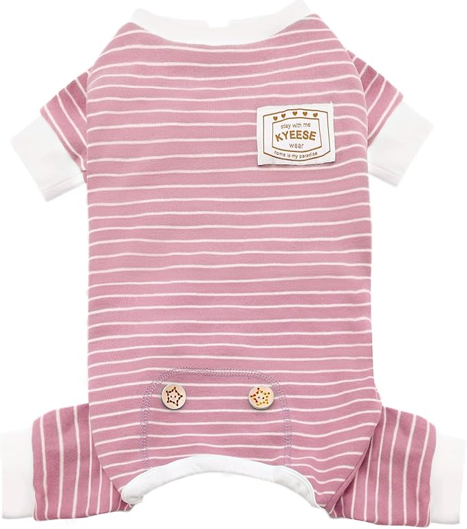 KYEESE Dog PJS Stretchable Dog Leotard Pajamas Jumpsuit 4 Legs Strip Pet Puppy Apparel