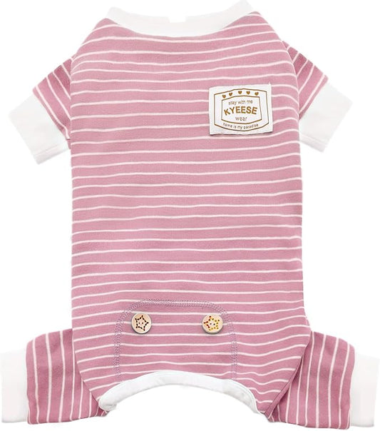 KYEESE Dog PJS Stretchable Dog Leotard Pajamas Jumpsuit 4 Legs Strip Pet Puppy Apparel