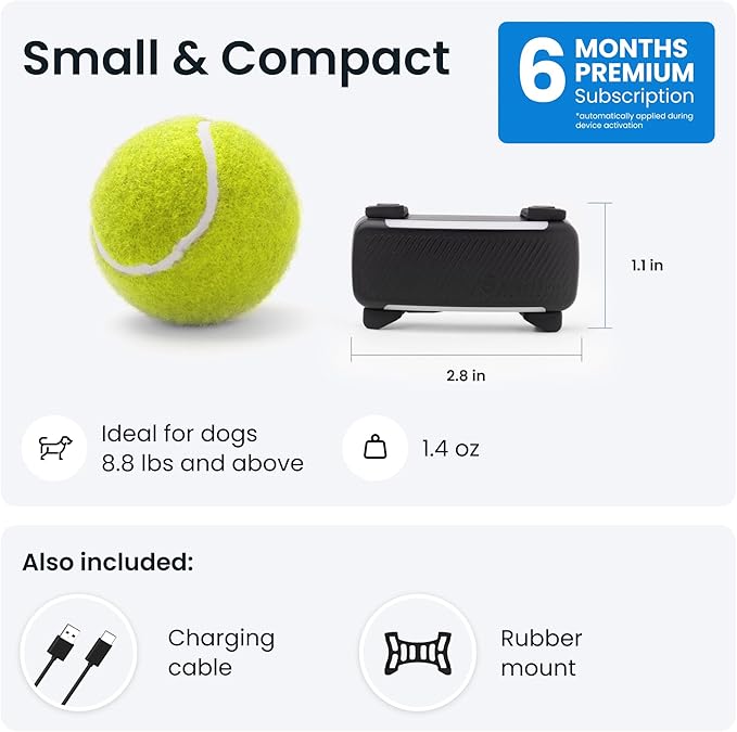 Tractive GPS Dog Tracker (2025 Release with Free 6 Month Subscription) | Real-time Pet Location Tracker | Health & Wellness Alerts | Virtual Fence for Dogs | Bark Monitoring (Black)